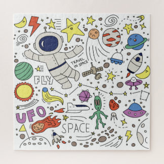 Quebra-cabeça Estilo de porta, ilustração do tema espacial.