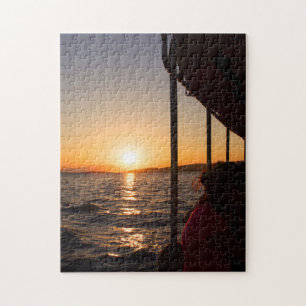 Quebra-cabeça Estilo de vida no mar Egeu no pôr do sol no verão