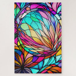 Quebra-cabeça Estilo de Vidro Obtido por Aquarela Abstrato Geomé