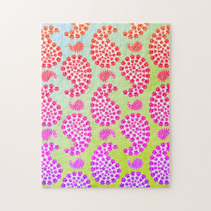 Quebra-cabeça Estilo de Vintagem da Paisley de Impressão Colorid