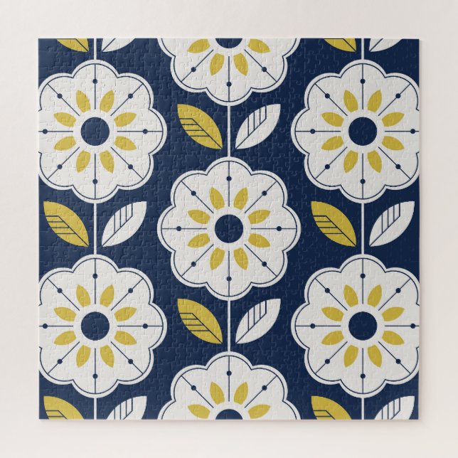 Quebra-cabeça Estilo Escandinavo Floral Padrão Invisível (Vertical)