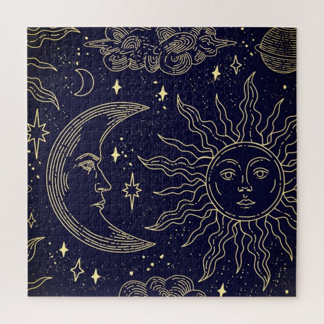 Quebra-cabeça Estilo Linear de Elementos Mágicos sem Padrão (Vertical)