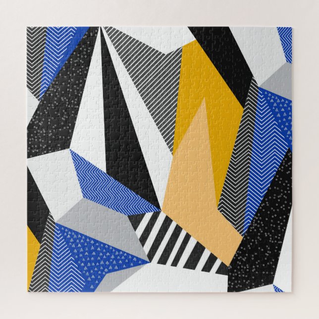Quebra-cabeça Estilo Memphis: Colagem Geométrica Criativa. (Vertical)