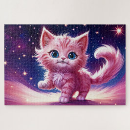 Quebra-cabeça Estilo moderno do felino rosa de animais cósmicos
