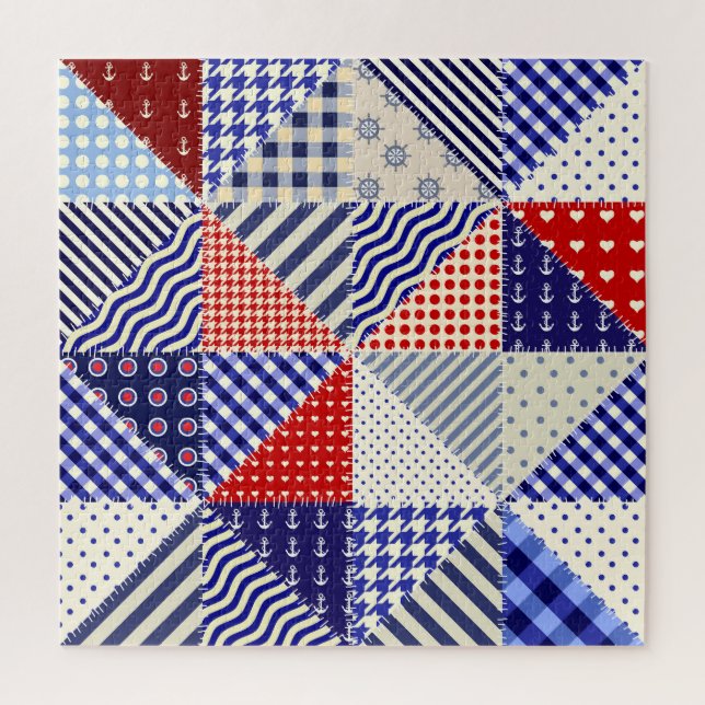 Quebra-cabeça Estilo Náutico Triângulo com Patchwork Retroativa (Vertical)