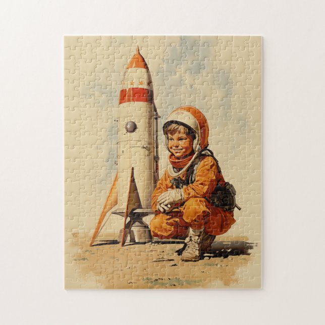 Quebra-cabeça Estilo retrô do astronauta (Vertical)