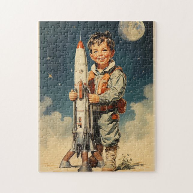 Quebra-cabeça Estilo retrô do astronauta (Vertical)