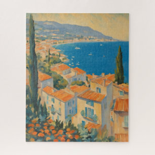 Quebra-cabeça Estilo Vintage Cote D'Azur French Viagem Watercolo