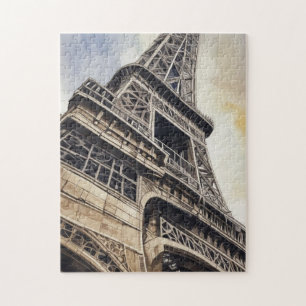 Quebra-cabeça Estilo Vintage Torre Eiffel Close Viagem Paris