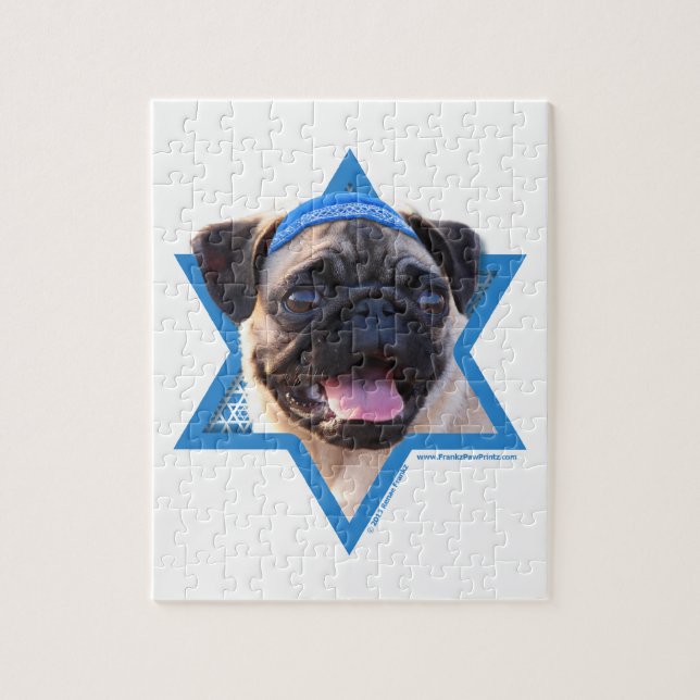 Quebra-cabeça Estrela de David de Hanukkah - Pug (Vertical)