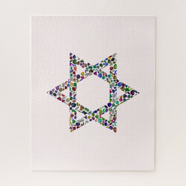 Quebra-cabeça Estrela de David feita com Gemstones em Todas as C (Vertical)