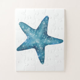 Quebra-cabeça Estrela-do-mar Azul Aquarela Náutica