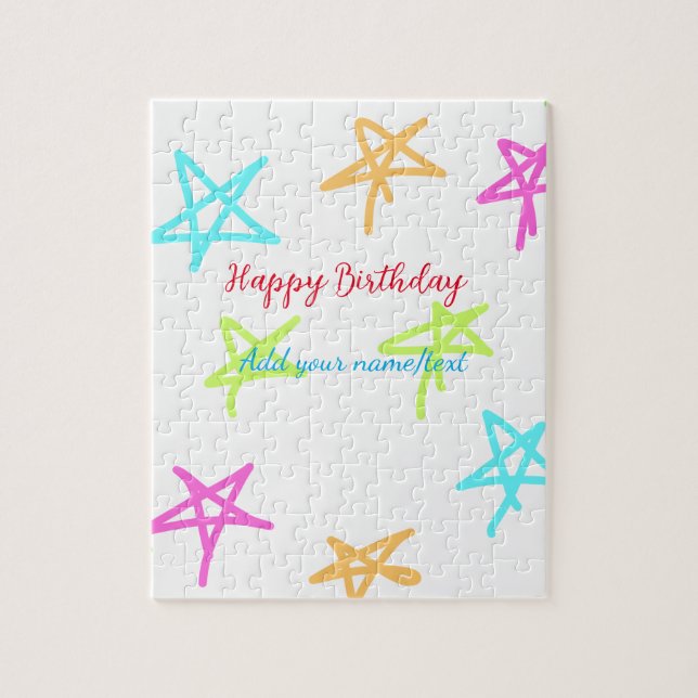 Quebra-cabeça Estrelas coloridas feliz aniversário adicione text (Vertical)