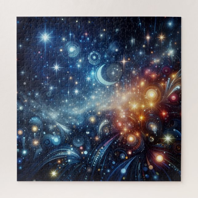 Quebra-cabeça Estrelas e Lua Abstratos (Vertical)