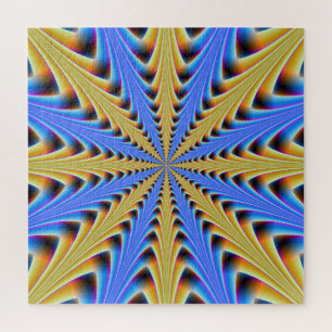 Quebra-cabeça Estrutura empilhada em azul e amarelo
