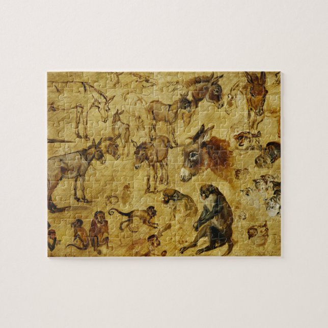 Quebra-cabeça Estudos de Animais: Macacos, Macacos, Gatos e Cães (Horizontal)