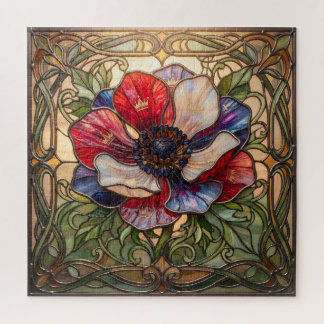 Quebra-cabeça Ethereal Stained Glass Anemone Flower Puzzle