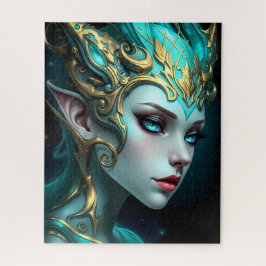 Quebra-cabeça Ethereal Teal Elf Goddess with Golden Tiara