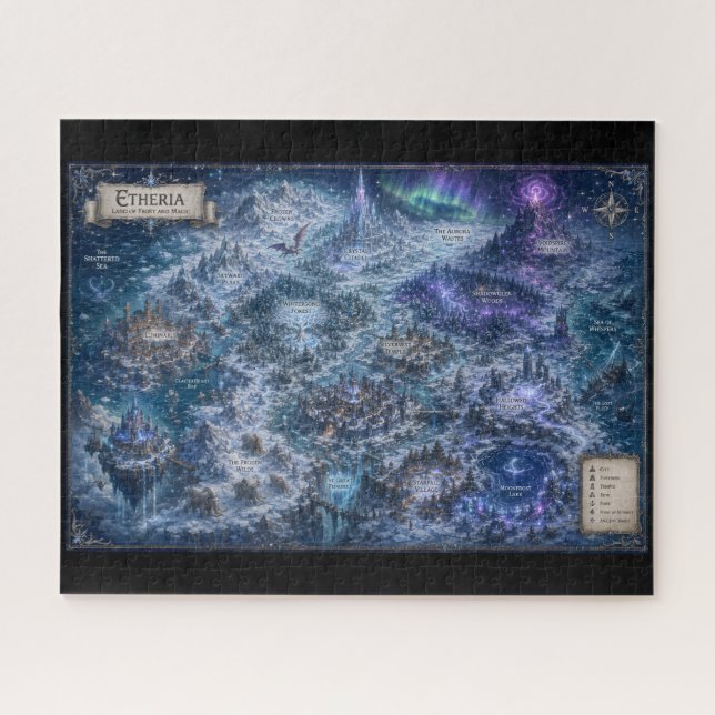 Quebra-cabeça Etheria (Mapa Fantástico do Mundo) (Horizontal)