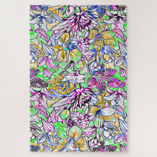 Quebra-cabeça Etiqueta de bagagem de abstrato flores coloridas e