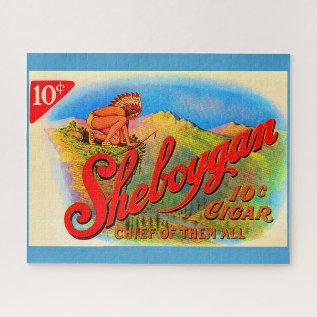 Quebra-cabeça Etiqueta de charuto de Sheboygan (Horizontal)