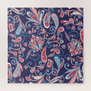 Quebra-cabeça Étnico Floral: Abstrato Oriental sem carne.