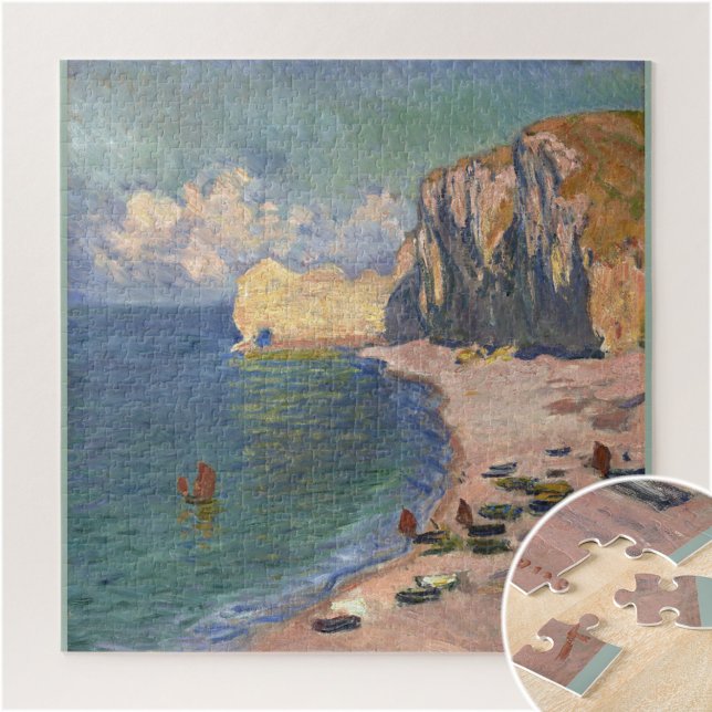 Quebra-cabeça Etretat, The Beach e Falaise d’Amont, Monet (Criador carregado)