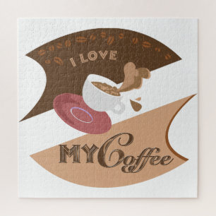Quebra-cabeça Eu Amo Meu Café Retro Java