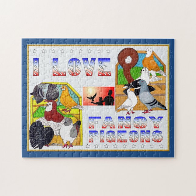 Quebra-cabeça Eu amo pombos extravagantes! (Horizontal)