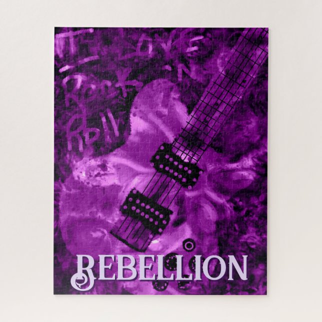 Quebra-cabeça Eu Amo Rock 'N Roll Guitarra Elétrica Personalizad (Vertical)