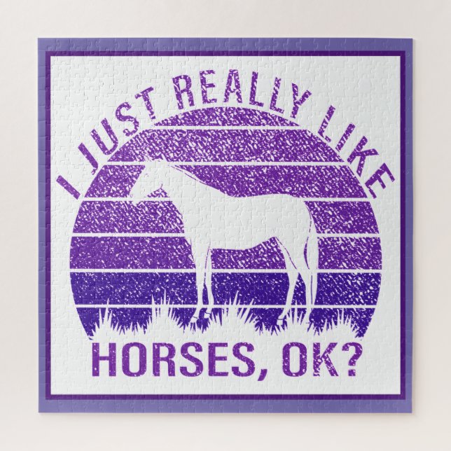 Quebra-cabeça Eu Realmente Gosto de Cavalos em Roxo   (Vertical)