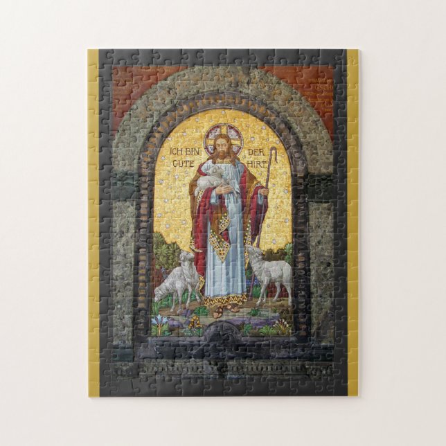 Quebra-cabeça "EU SOU O BOM SHEPHERD" John 10:11 Arte Mosaica (Vertical)