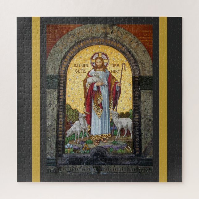Quebra-cabeça "EU SOU O BOM SHEPHERD" John 10:11 Arte Mosaica (Vertical)