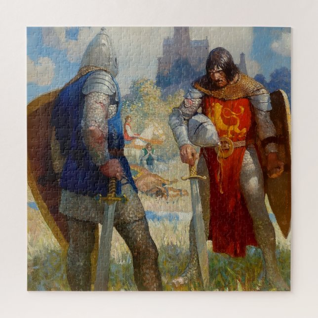 Quebra-cabeça “Eu sou Sir Lancelot du Lake” por NC Wyeth (Vertical)