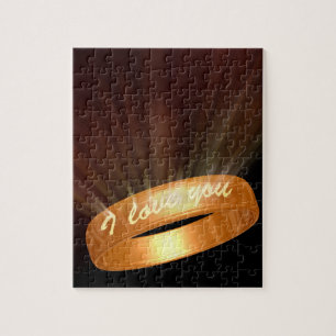 Quebra-cabeça "Eu te amo" Ouro Ring