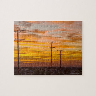 Quebra-cabeça EUA, Califórnia, Palm Springs, linha eléctrica e