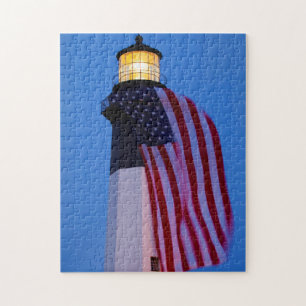 Quebra-cabeça EUA, Geórgia, Tybee Island, Bandeira Tremulando 2