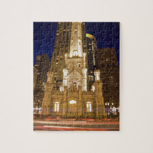 Quebra-cabeça EUA, Illinois, Chicago, torre de água iluminada