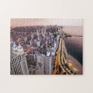 Quebra-cabeça EUA, Illinois, Chicago, vista aérea do lago
