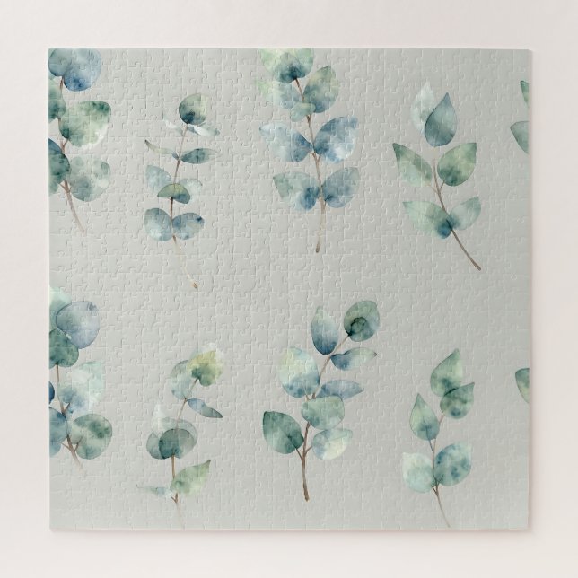 Quebra-cabeça Eucalyptus Leaves Watercolor Pattern (Vertical)