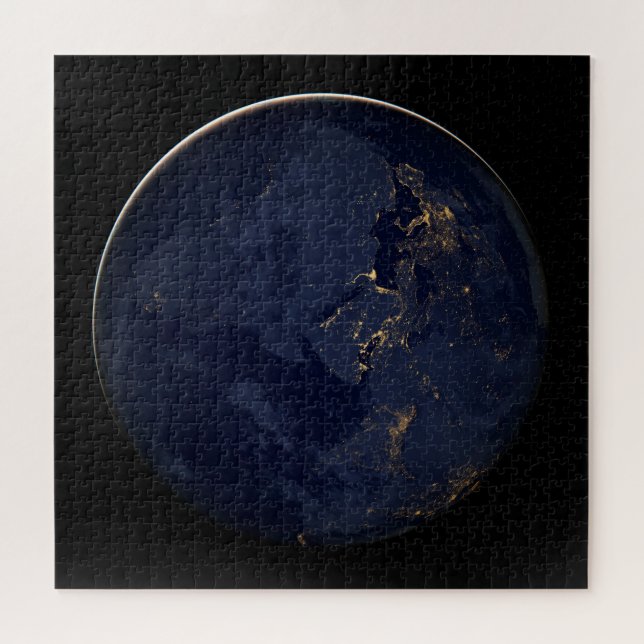 Quebra-cabeça Europa, África e Médio Oriente Luzes À Noite (Horizontal)