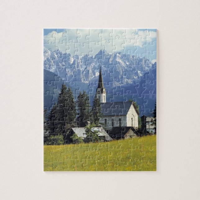 Quebra-cabeça Europa, Áustria, Gosau. A torre da igreja (Vertical)