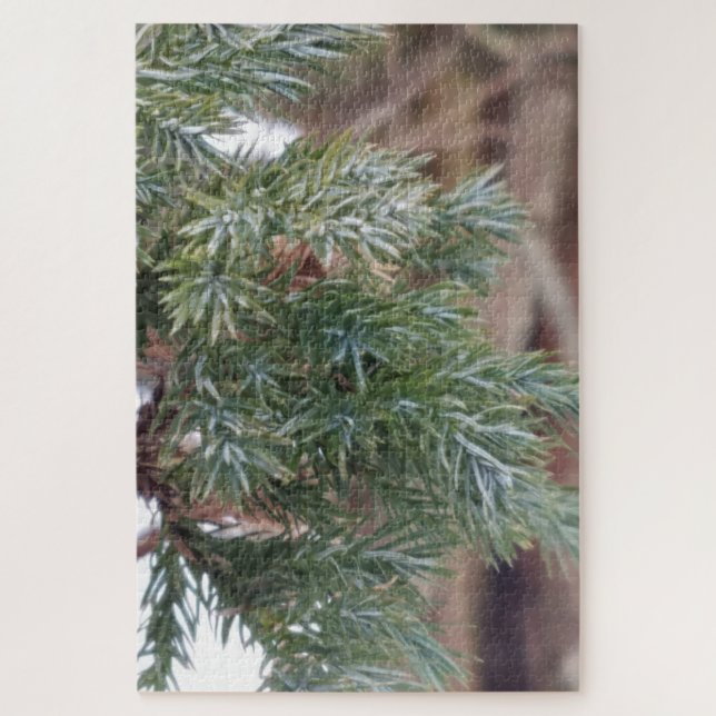 Quebra-cabeça Evergreen tree agulha em detalhes de inverno (Vertical)