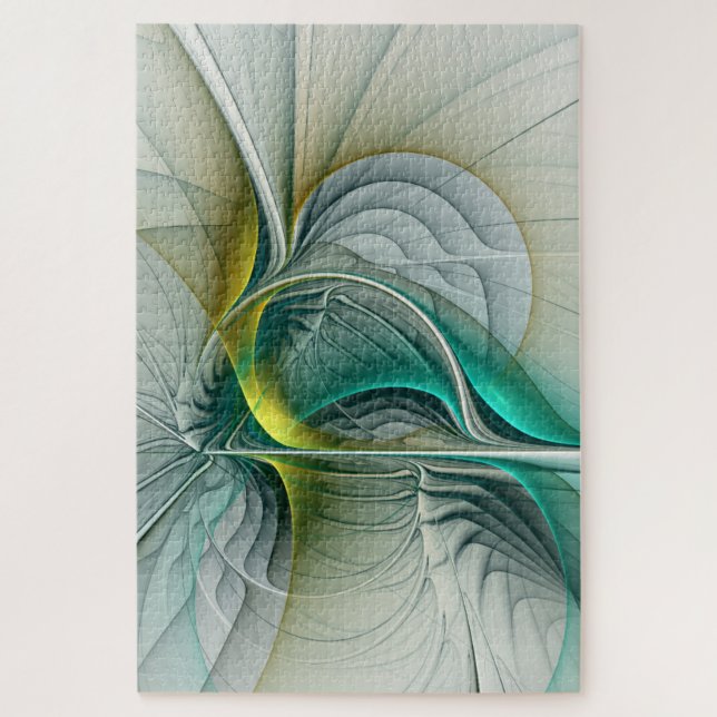 Quebra-cabeça Evolução Fractal, Turquesa Ouro (Vertical)