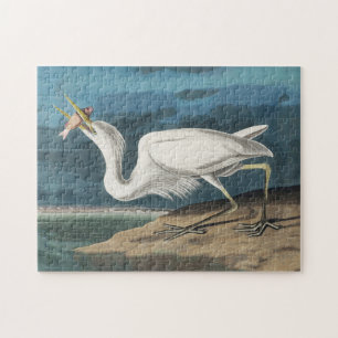 Quebra-cabeça Excelente White Heron Audubon Bird Willife Paintin