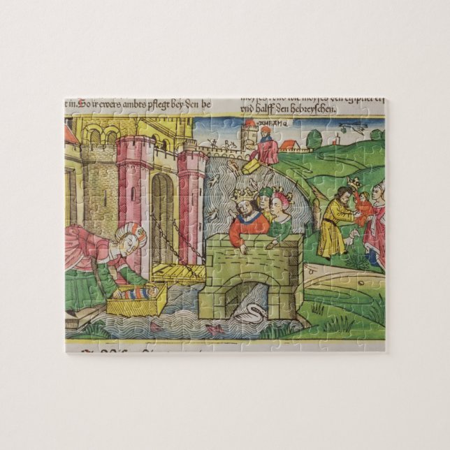 Quebra-cabeça Êxodo 2 1-6 Moses que está sendo flutuado abaixo (Horizontal)