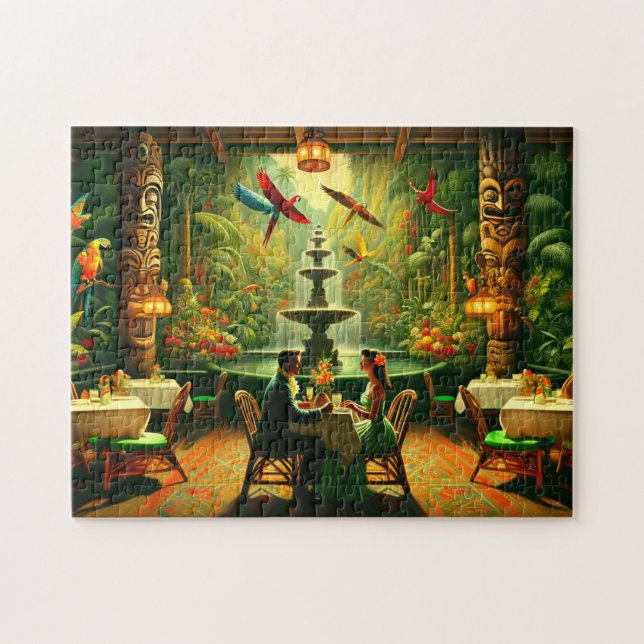 Quebra-cabeça Exotic Tiki Room Tropical Jungle Date Night (Horizontal)