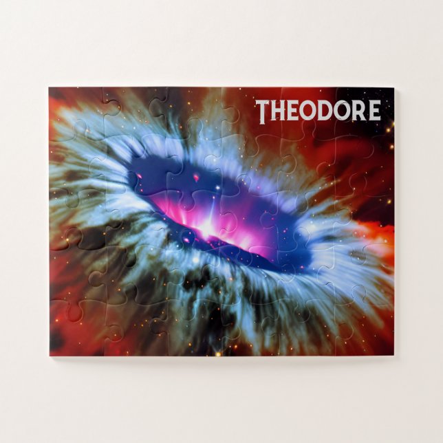 Quebra-cabeça Exploração Espacial Cósmica Fenômeno Vermelho Roxo (Horizontal)