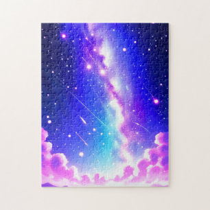 Quebra-cabeça Explore o Cosmos na Arte Espacial Rosa e Azul