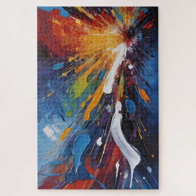 Quebra-cabeça Explosão Abstrata Dinâmica Pintura a Óleo Colorida (Vertical)